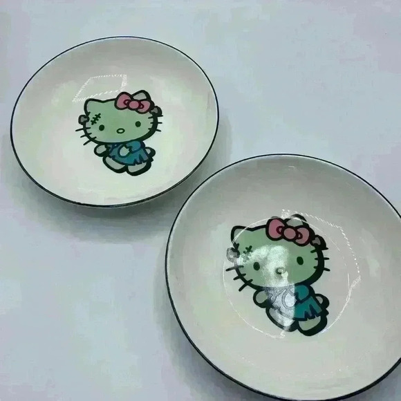 Sanrio Hello Kitty Frankenstein Halloween Bowl 9" Set Of 2 - Picture 1 of 5